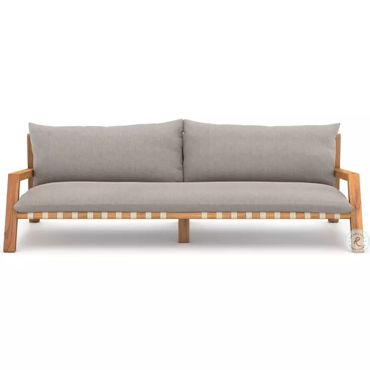 Soren Stone Grey Performance Fabric And Natural Teak Outdoor Sofa