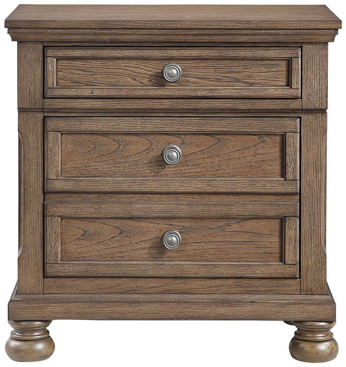 Bethel Wire Brushed Antique Brown 3 Drawer Nightstand