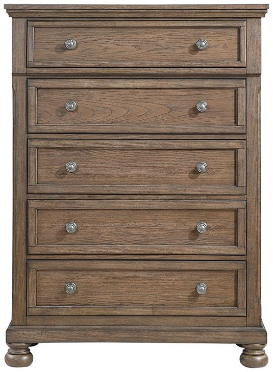 Bethel Wire Brushed Antique Brown 5 Drawer Chest
