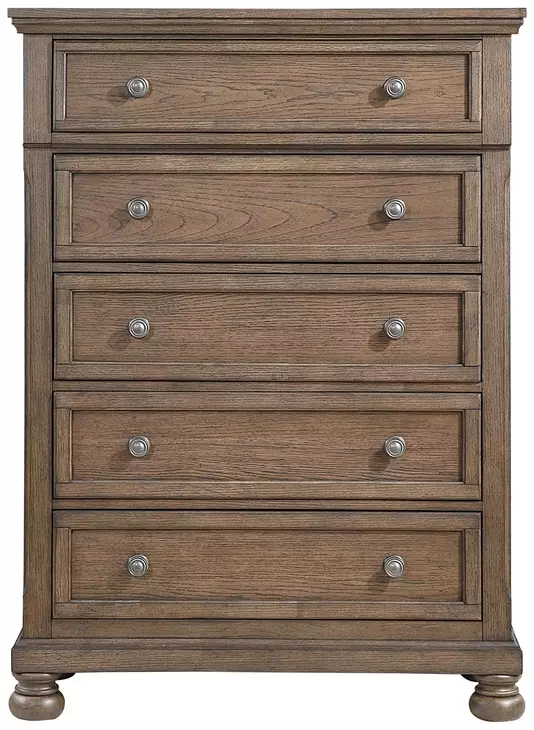 Bethel Wire Brushed Antique Brown 5 Drawer Chest