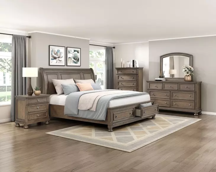 Bethel Wire Brushed Antique Brown Eastern King Storage Platform Bed