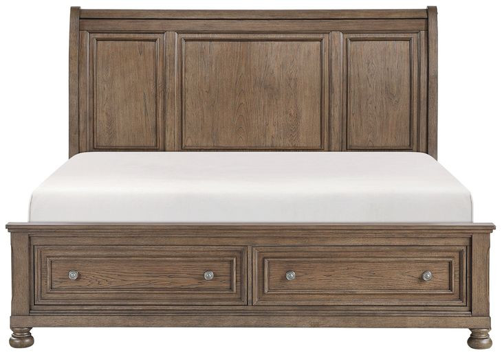 Bethel Wire Brushed Antique Brown California King Storage Platform Bed