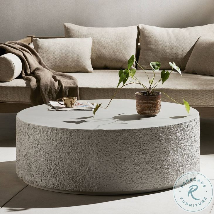 Otero Matte Stone Outdoor Round Coffee Table