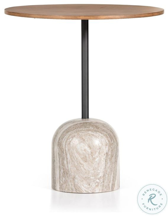 Fay Antique White Marble And Dark Natural Oak Counter Height Dining Table