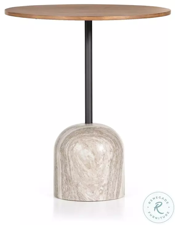 Fay Antique White Marble And Dark Natural Oak Counter Height Dining Table