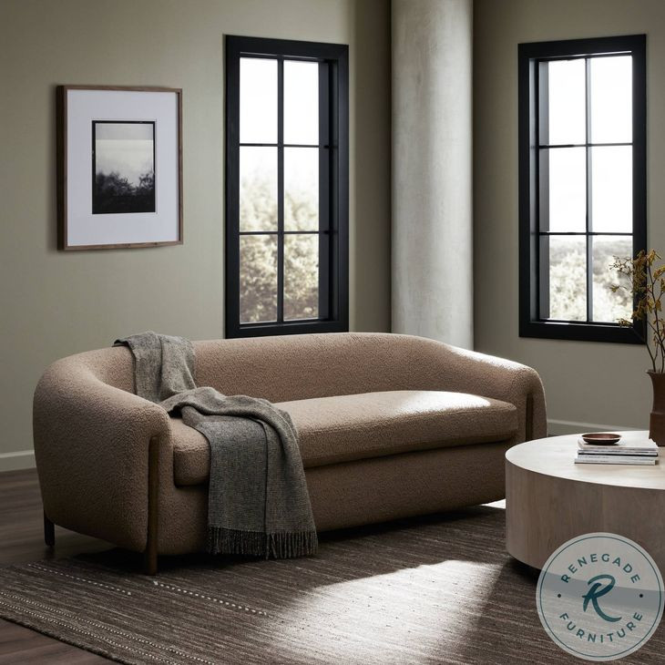 Lyla Sheepskin Camel 87" Upholstered Sofa