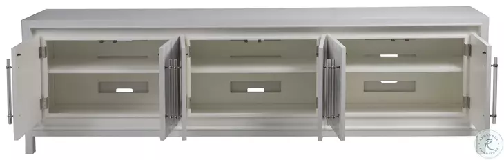 Signature Designs Light Gray And White Bone Elation Long TV Stand