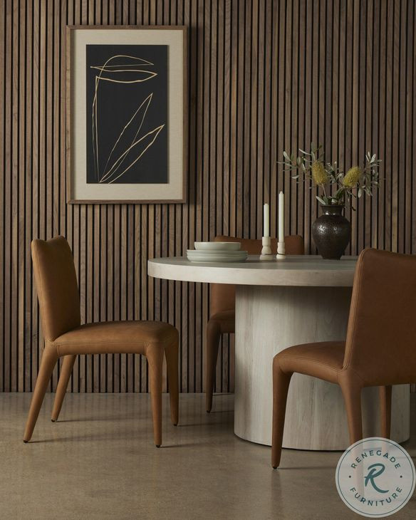 Monza Heritage Camel Leather Dining Chair Set of 2