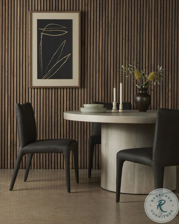 Monza Heritage Graphite Leather Dining Chair Set of 2