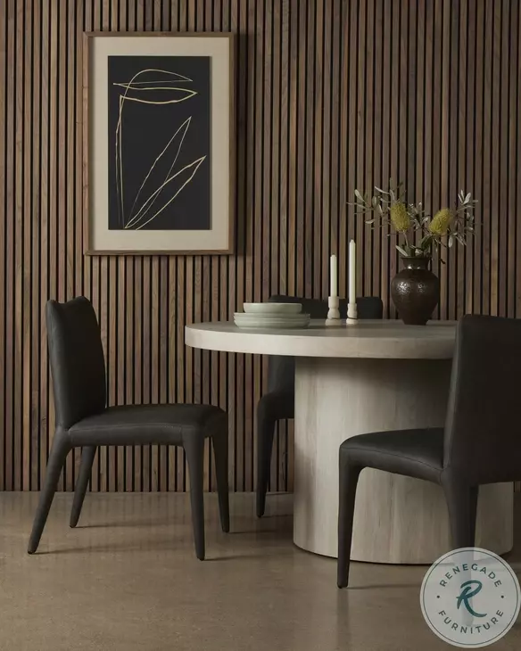 Monza Heritage Graphite Leather Dining Chair Set of 2