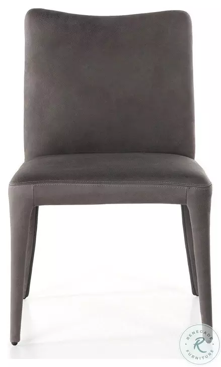 Monza Heritage Graphite Leather Dining Chair Set of 2