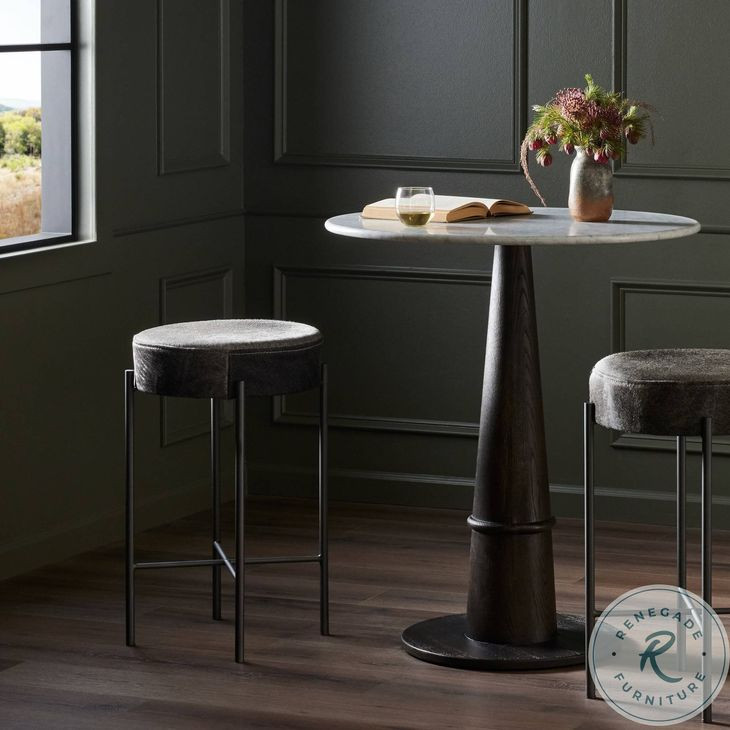 Nocona Black and White Speckled Hide Bar Stool