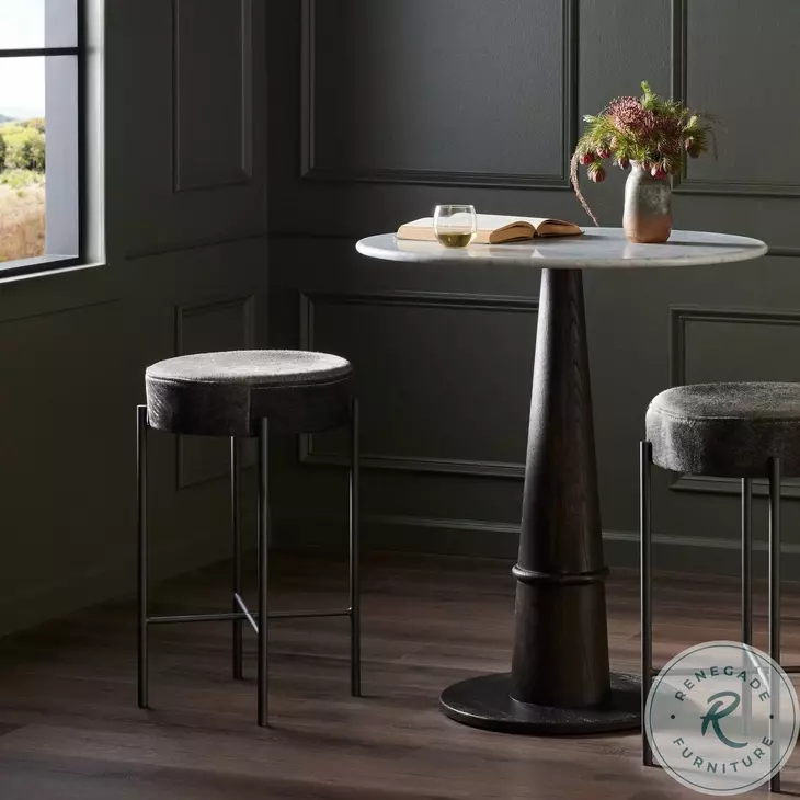 Nocona Black and White Speckled Hide Bar Stool