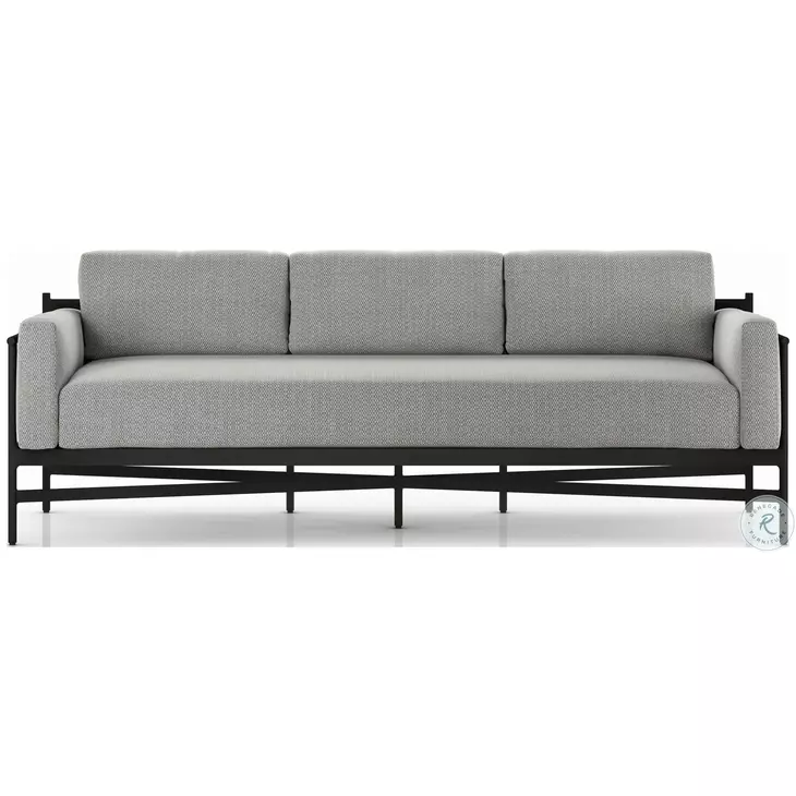 Hearst Bronze And Faye Ash Ivory Strap Outdoor Sofa