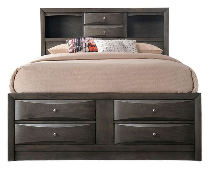 Ireland Gray Oak King Storage Platform Bed