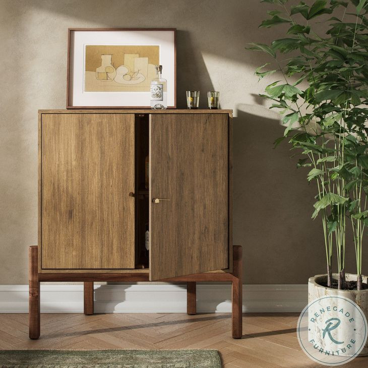 Reza Smoked Honey 2 Door Bar Cabinet