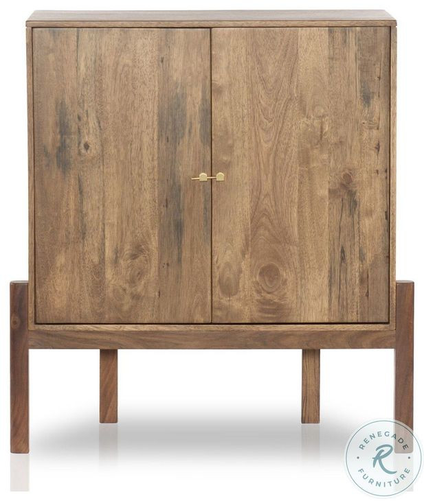 Reza Smoked Honey 2 Door Bar Cabinet