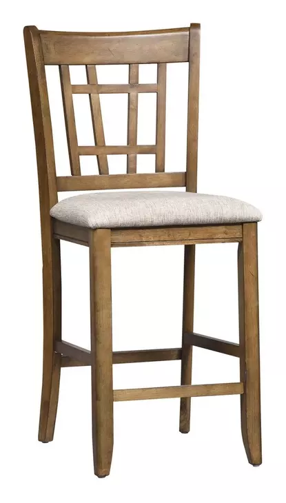 Santa Clara Antique Honey and Textured Linen Upholstered 5 Piece Extendable Pub Set