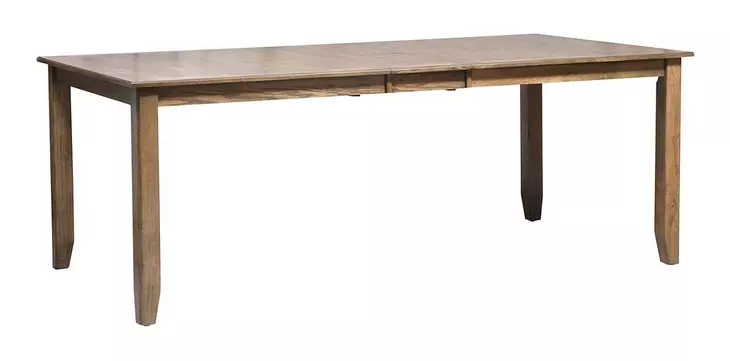 Santa Clara Antique Honey and Textured Linen Upholstered 7 Piece Extendable Rectangular Dining Set