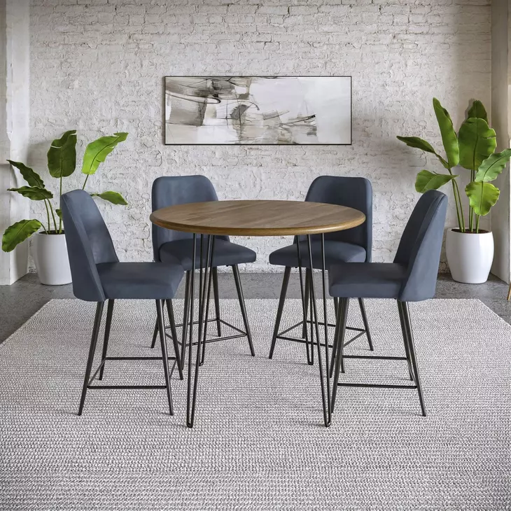 Brennan Blueberry Upholstered 5 Piece Counter Height Dining Set