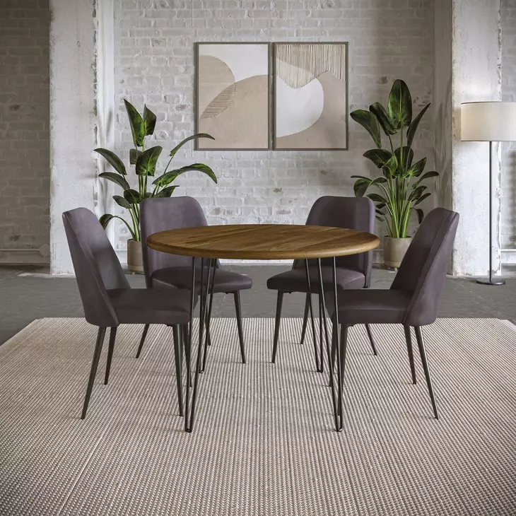 Brennan Dark Brown Upholstered 5 Piece Dining Set