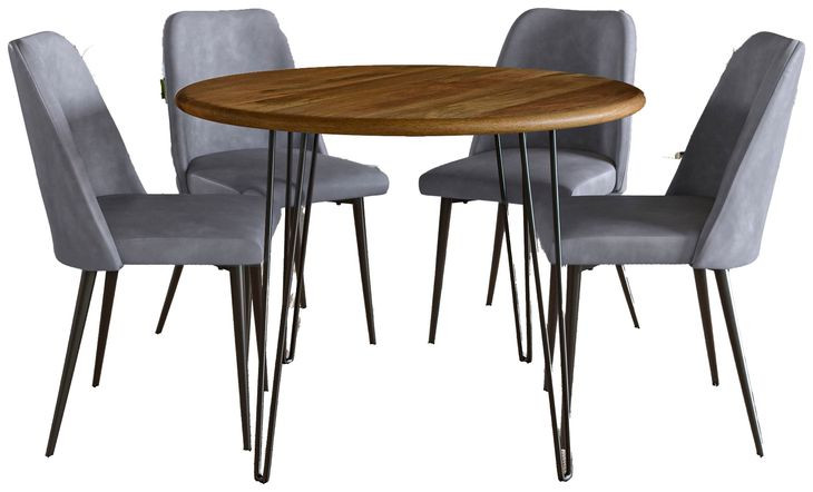 Brennan Gray Upholstered 5 Piece Dining Set