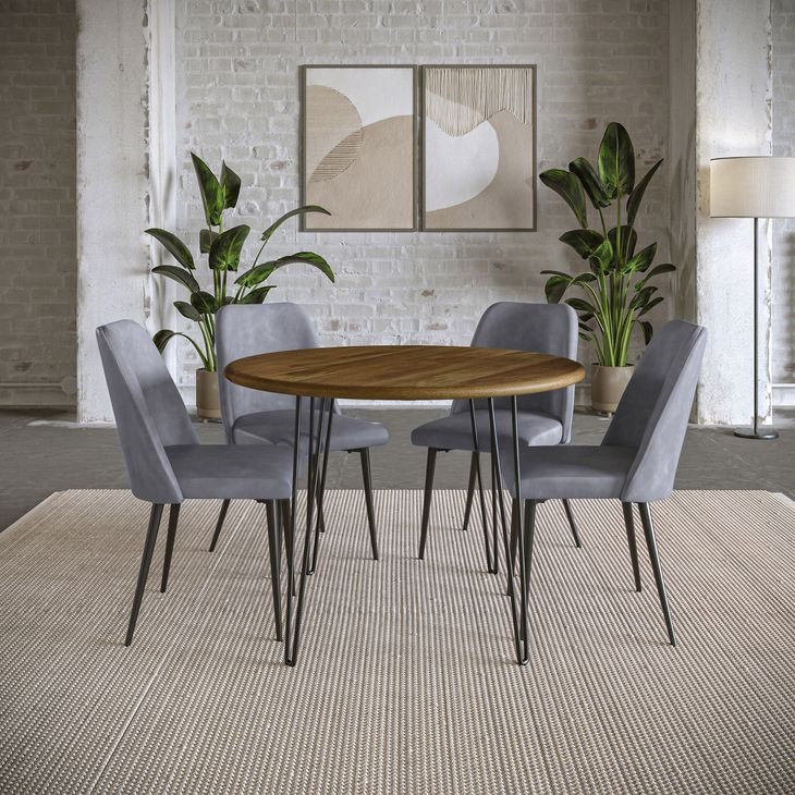Brennan Gray Upholstered 5 Piece Dining Set