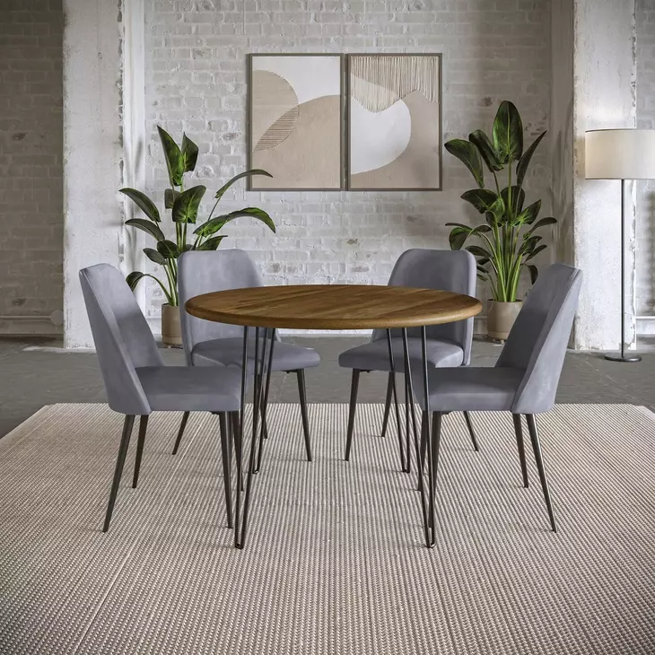 Brennan Gray Upholstered 5 Piece Dining Set