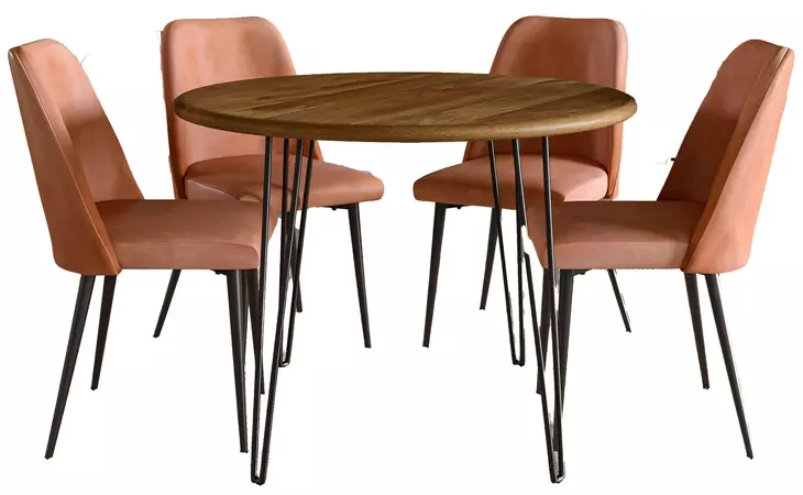 Brennan Light Brown Upholstered 5 Piece Dining Set