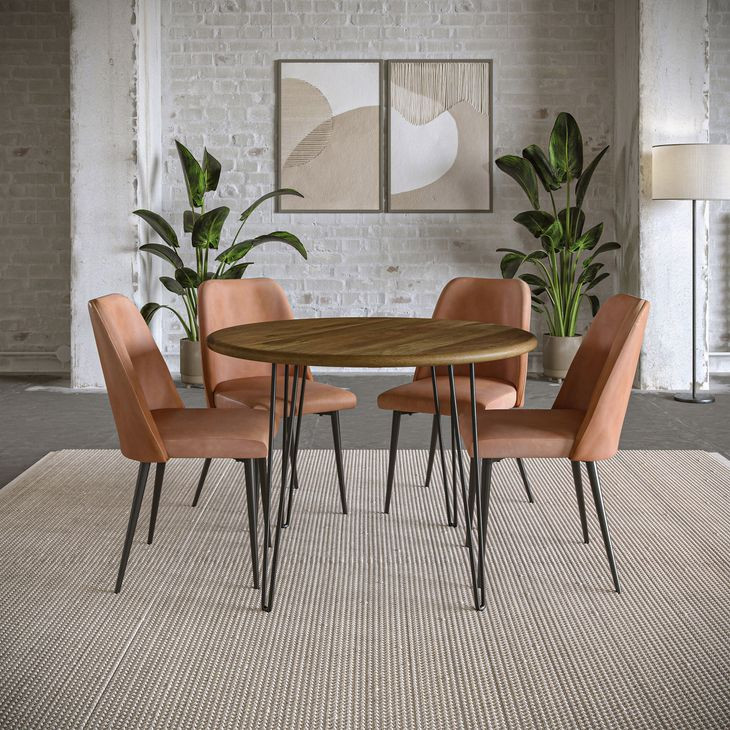 Brennan Light Brown Upholstered 5 Piece Dining Set