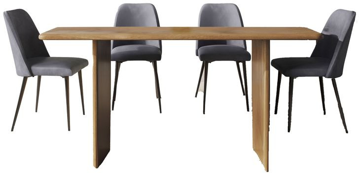 Burke Gray Upholstered 5 Piece Dining Set