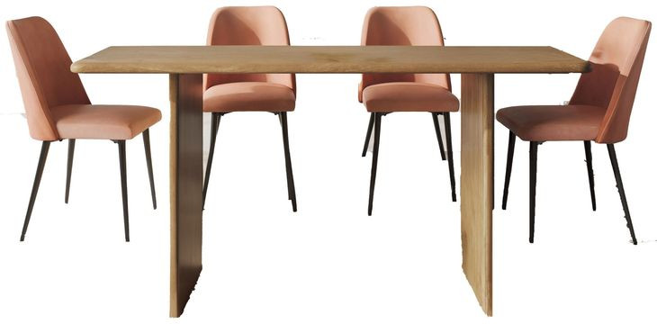 Burke Light Brown Upholstered 5 Piece Dining Set