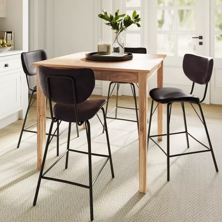 Colby Dark Brown Upholstered 5 Piece Counter Height Dining Set