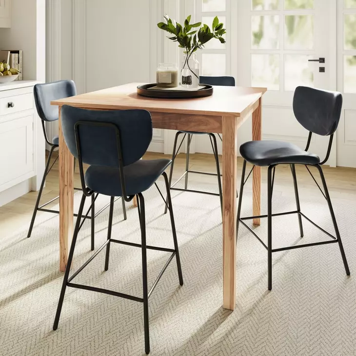 Colby Slate Blue Upholstered 5 Piece Counter Height Dining Set