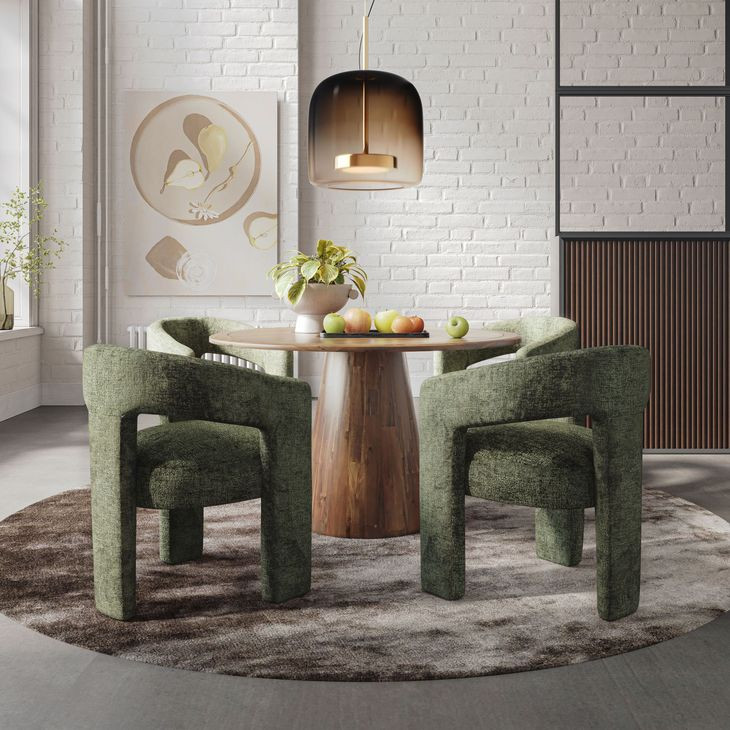 Gwen Luxury Brown and Green Upholstered 5 Piece Dining Set