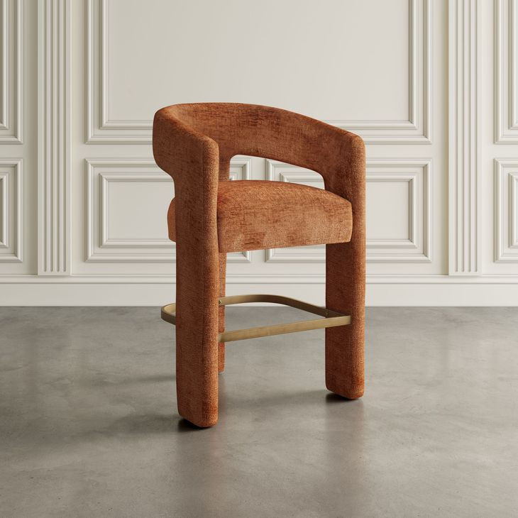 Gwen Luxury Brown and Red Upholstered 5 Piece Counter Height Dining Set