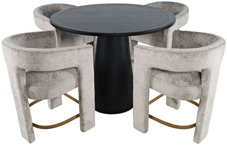 Gwen Luxury Black and Gray Upholstered 5 Piece Counter Height Dining Set