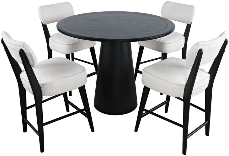 Nash Black and White Upholstered 5 Piece Counter Height Dining Set