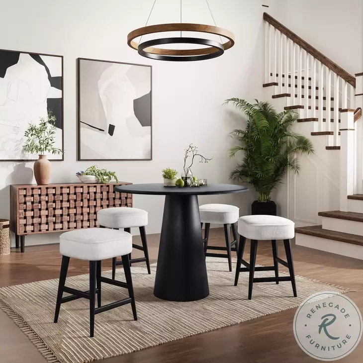 Wes Black Upholstery Backless Counter Height Stool Set Of 2