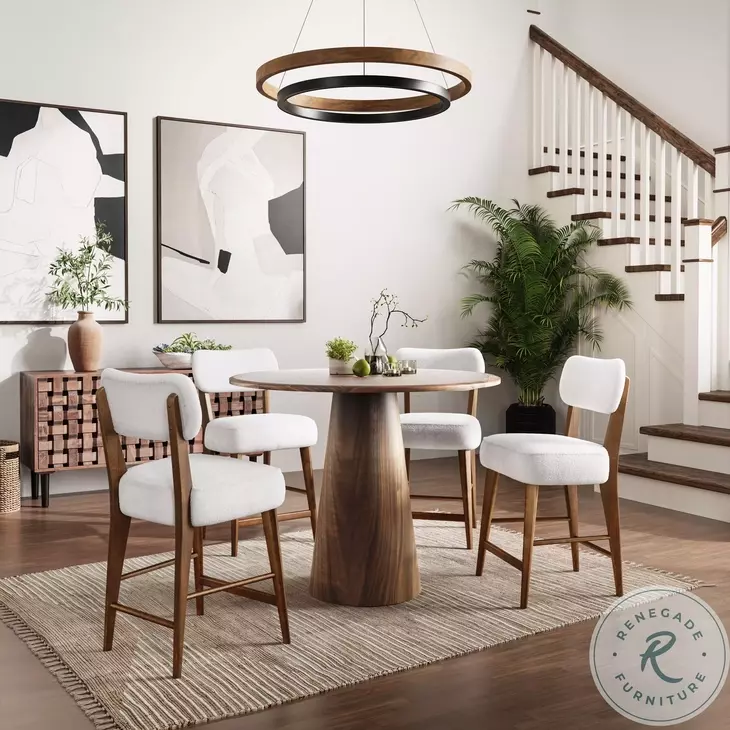 Wes Walnut Upholstery Counter Height Stool Set Of 2