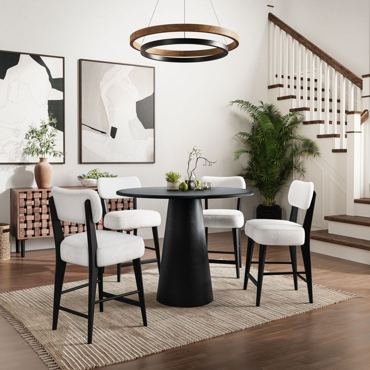 Nash Black and White Upholstered 5 Piece Counter Height Dining Set