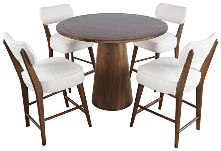 Nash Walnut and White Upholstered 5 Piece Counter Height Dining Set
