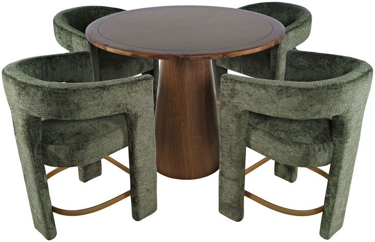 Gwen Luxury Brown and Green Upholstered 5 Piece Counter Height Dining Set