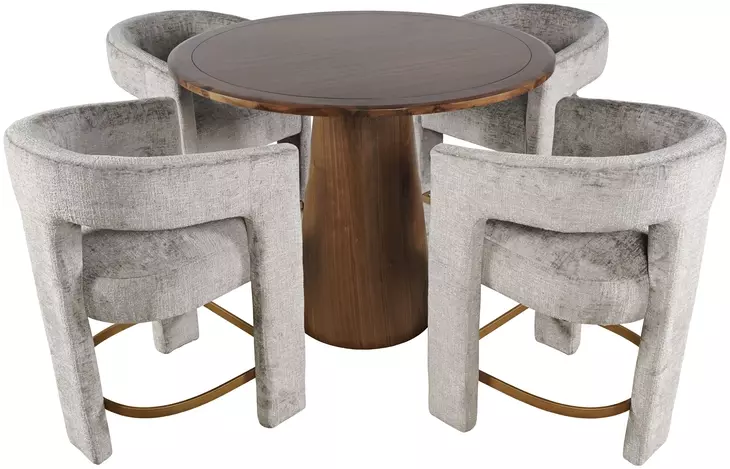 Gwen Luxury Brown and Gray Upholstered 5 Piece Counter Height Dining Set
