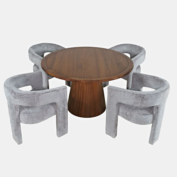 Gwen Luxury Brown and Gray Upholstered 5 Piece Dining Set