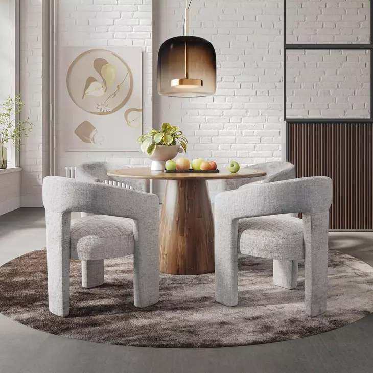 Gwen Luxury Brown and Gray Upholstered 5 Piece Dining Set