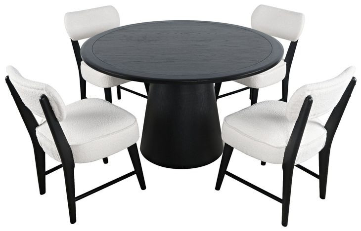 Nash Black and White Upholstered 5 Piece Dining Set