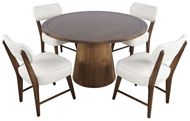 Nash Walnut and White Upholstered 5 Piece Dining Set