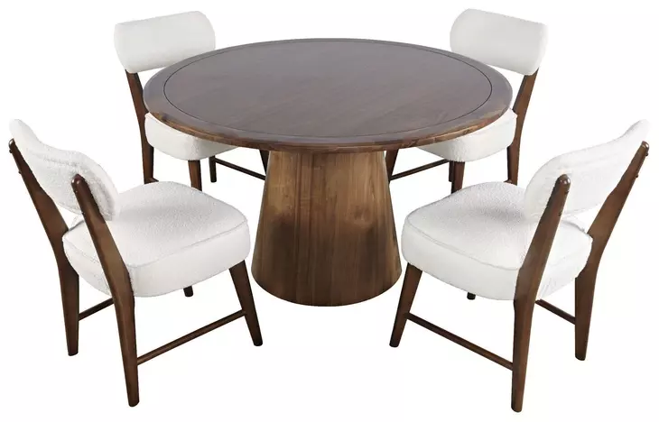Nash Walnut and White Upholstered 5 Piece Dining Set