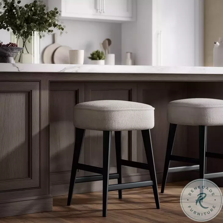 Wes Black Upholstery Backless Counter Height Stool Set Of 2